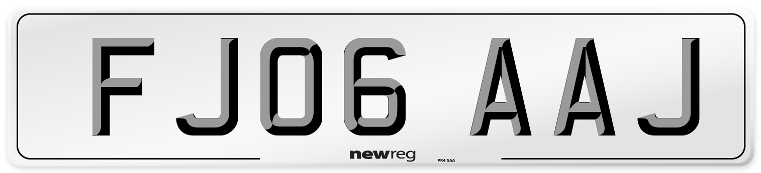 FJ06 AAJ Number Plate from New Reg